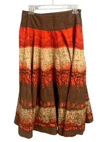 Boho Gypsy Midi Skirt Sz 6 Bohemian Size 6 Flowy Festival Peasant Grace Elements