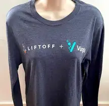 Allmade Liftoff + Vungle gray organic cotton long sleeve unisex shirt, size XS