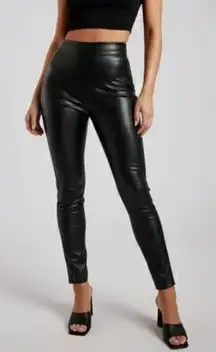 Meshki Black Shayla Skinny Faux Leather Split Pant Size Large