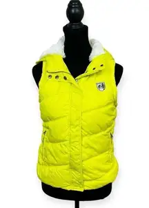 Outfitters Women’s Down Puffer Yellow Zipped Hoodie Jack Vest M