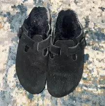 Birkenstock women’s Boston Shearling Suede Leather - Black size‎ 39 or 8.5