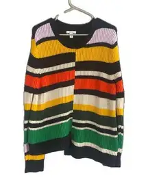 Nine West Multicolor Asymmetrical Hem Long Sleeve Knit Sweater Women Sz XL