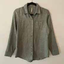 Kuhl Gray Long Sleeve Button Down Shirt Gorpcore Cotton Blend Women's size XS
