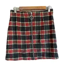 ACTIVE USA Plaid Mini Skirt Zipper Front Women's Medium
