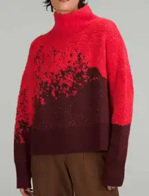 Lululemon Ombre Knit Textured Turtleneck Red Merlot Carnation Red Women’s 8