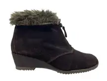 Sporto Capri Faux Fur Snow Boots Suede Wedge Brown Size 7.5M