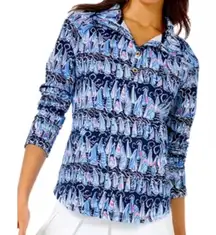 Lilly Pulitzer UPF 50+ Captain Round Hem Popover Sailboat Pullover Sweatshirt S