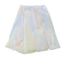 Vince Asymmetric Printed Satin Midi Drape Skirt Multi Color Rainbow