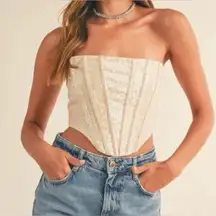 NEW Mable Sequined Bridal Bachelorette Wedding Fairy Lace Up Club Corset L