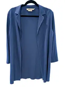 Plein Air Blue Lightweight Open Front Knit Cardigan Jacket Size S Made‎ in Korea