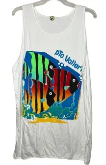 Vintage Puerto Vallarta Tank Dress White‎