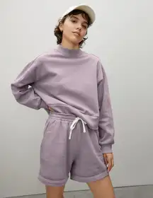 Dusty Lavender Light Purple The Track Cropped Oversized Sweatshirt