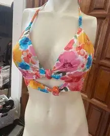 Shade & Shore Women's Floral Watercolor Bikini Top Size M Tie-Back