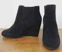 Saks Fifth Avenue Black Suede Insulated Wedge Chelsea Bootie 11M