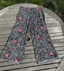 Cynthia Rowley Floral Wide Leg Palazzo Pants Size‎ Small Black White Whimsy