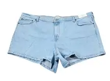 Abercrombie High Rise 4" Mom Shorts Light Wash Blue Stretch Denim Size 24 37