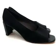 Stuart Weitzman black block heel peep toe heels