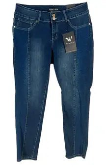 White Mark Denim Womens Size 18W Plus Stretch Dark Wash Leopard Print Jeans