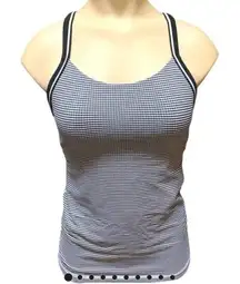 lululemon athletica Ujjayi Power Y Tank Top Black/White Size 6‎ Medium Support