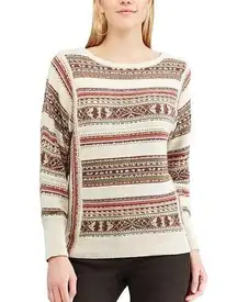 Ralph Lauren CHAPS Multicolor Fair Isle Stripe Sweater Large Cotton Linen