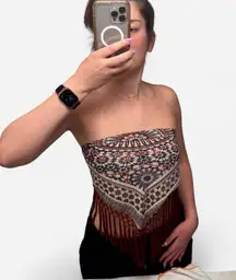 Bohemian Strapless Fringe Top