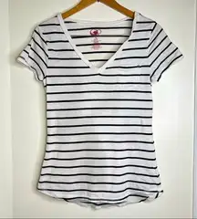 Op Striped V neck T Shirt size Large 11/13 Juniors