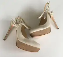 Ivanka Trump Ankle Strap Platform High‎ Heels Womens Size 8.5M Taupe