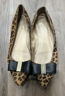Kate Spade  Calf‎ Hair Leopard Leather Bow Flat 8 Pointed Toe Norah