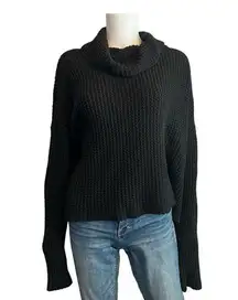 Mud Pie Black Cable Knit Cowl Neck Sweater Size M