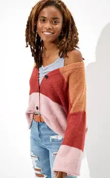 Cropped Balloon Sleeve Button Up Cardigan - XS