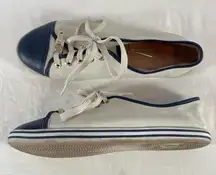 Vizzano Cap Toe Canvas Lace Up Shoe in Cream Blue Size‎ 8