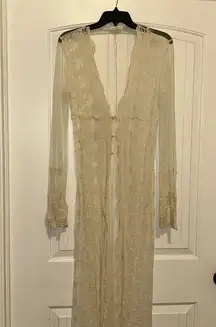 White bohemian lace shawl/ robe