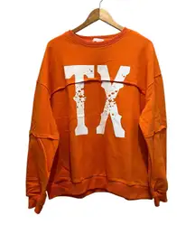 CES FEMME Raw Edge Fleece Sweatshirt Orange TX Sz L University Streetwear NEW