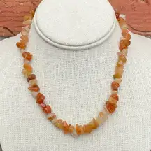 Natural Stone Chip Bead Necklace - Mixed Orange