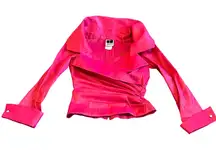 Tadashi Shoji Bright Pink Long Sleeve Shirt Blouse Top Formal MOB Size 4 Women's