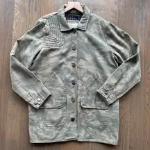 Current/Elliot The Foxhunt Jacket Cotton Canvas Olive/Tan Size 3 / Large