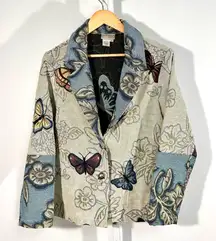 Coldwater Creek tapestry butterfly jacket cottagecore oversized blazer M