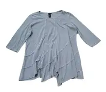 Focus Casual Life Women Medium Gray Cotton Layered Crew Neck Top Shirt Blouse