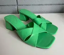 NWOT Women’s Zara Mid Height Block Heel Sandal size 38 (7-7.5) in Green