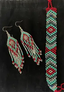Beaded Bracelet With Matching Earrings 