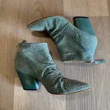 Halmanera Turquoise Blue Studded Ankle Booties Zip Heel 36 / 6-6.5