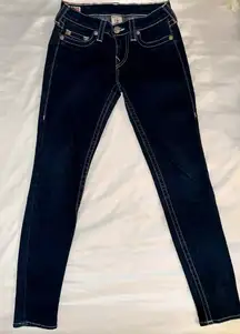 TRUE RELIGION - VINTAGE DARK BLUE Y2K LOW RISE DENIM SKINNY JEANS