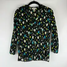 Vintage Le Grange Black Blouse with Colorful Polka Dots