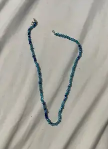 blue and navy beaded necklace