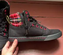 Dr. Martens Black And Plaid High Top Sneakers