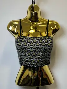 Knit Crop Top Black Gold Pattern Size Small