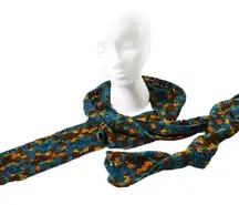 Crocheted Long Skinny Scarf Multicolor Brown Blue Gold Y2K Boho‎ Speckled Artsy