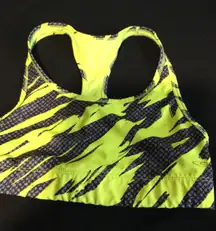 Champion‎ Sports Bra Neon Yellow Gray Zebra Print Racerback Athletic Top size M