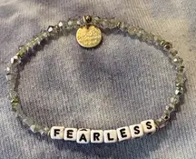 PRELOVED Little Words Project Beaded FEARLESS Bracelet w/ clear and gold beads