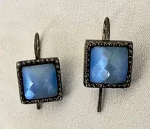 Kenneth Cole blue and silver tone square earrings